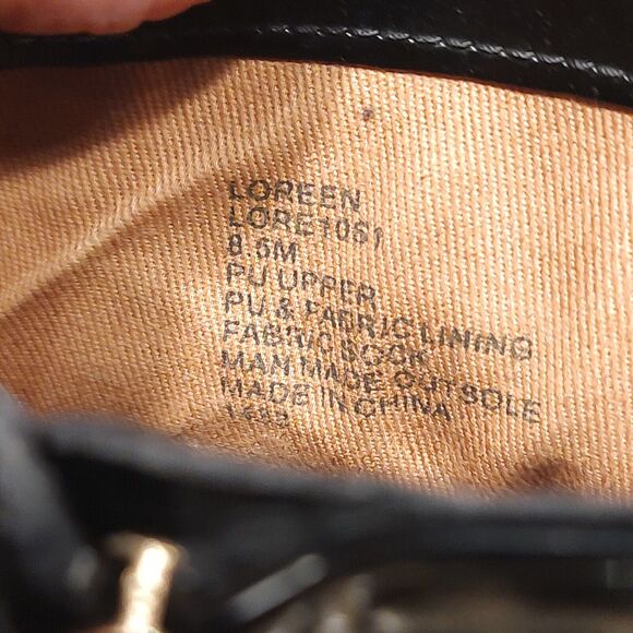 Steve Madden Loreen Black Patent Chunky Heel Gold Chain Mid Calf Boot Sz 8.5M - Picture 12 of 12